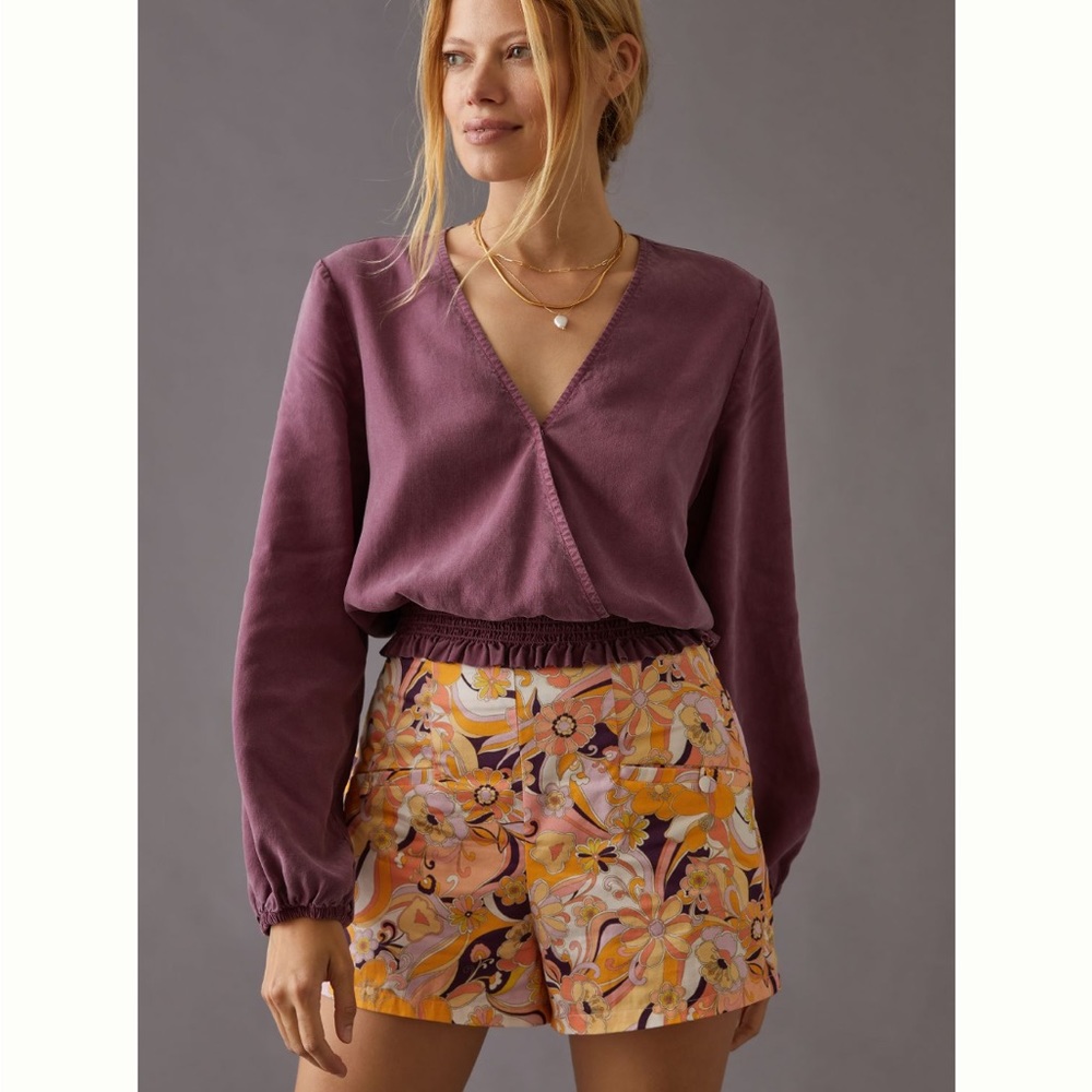 ✨ Anthropologie Wrap Blouse Sz S NWT